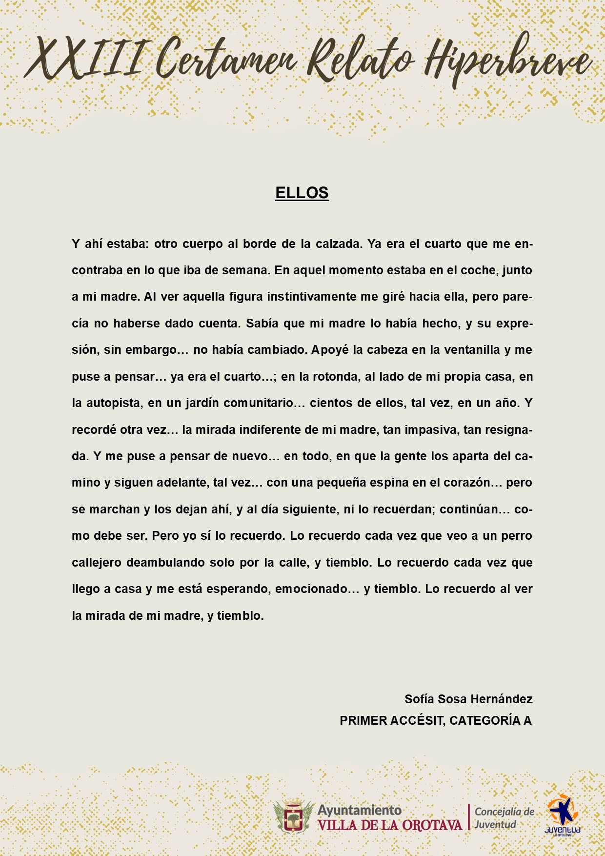 (3) Primer accésit Categoría A - Sofía Sosa Hernández (Ellos)