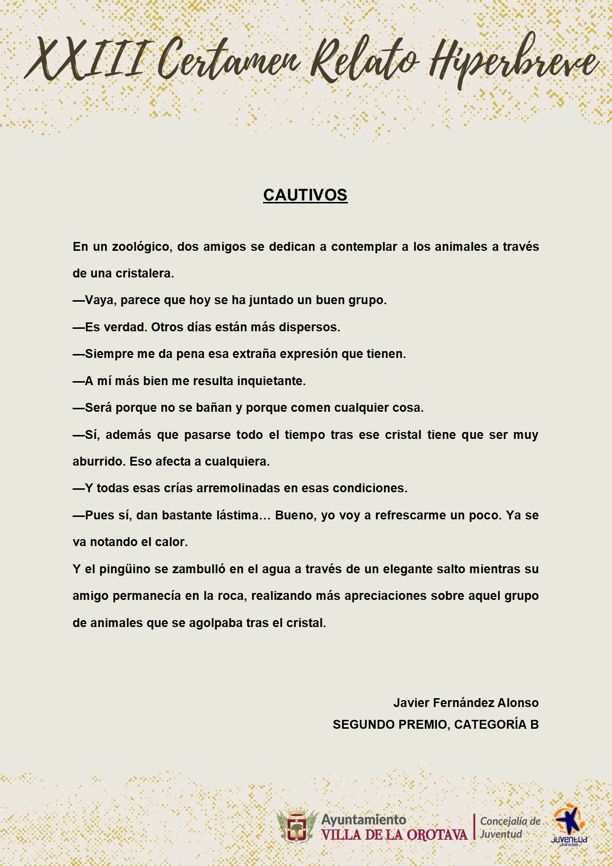 (6) Segundo Premio Categoría B - Javier Fernández Alonso (Cautivos)