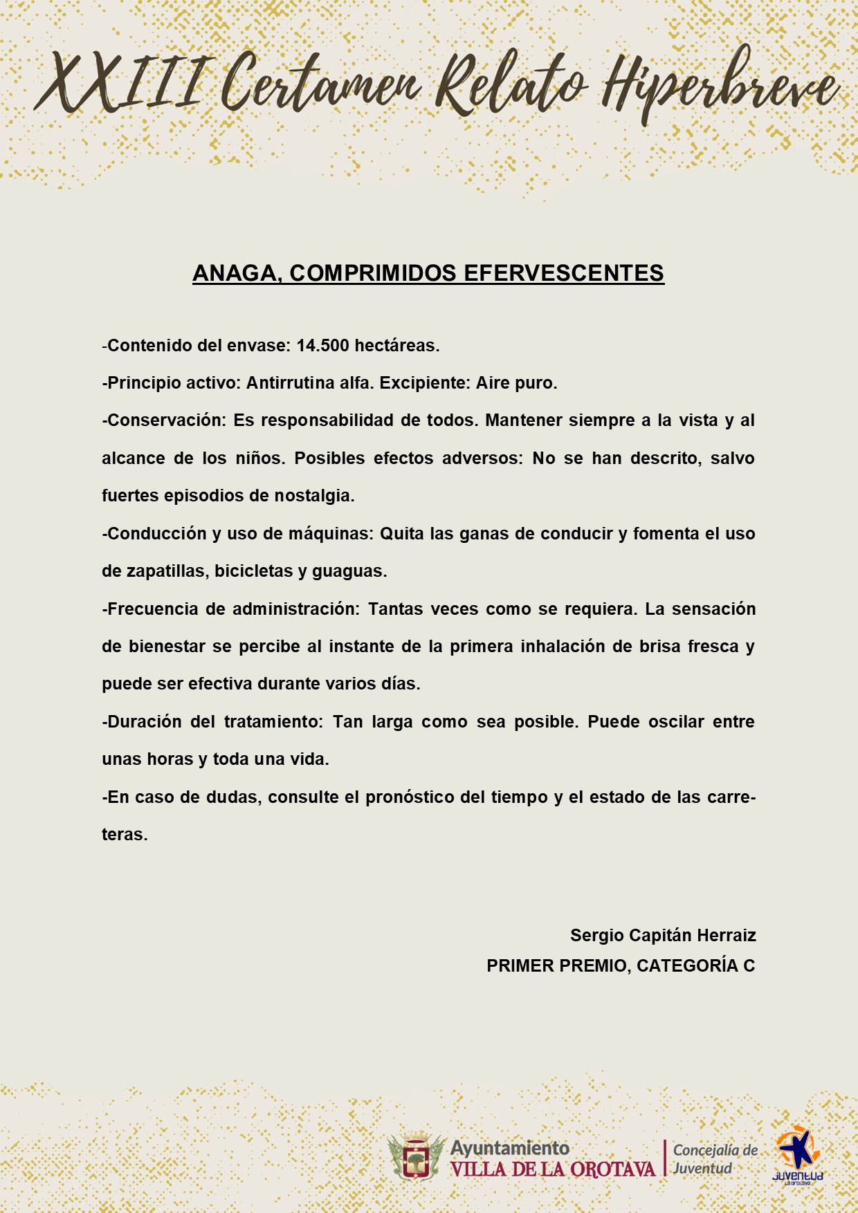 (9) Primer Premio Categoría C - Sergio Capitán Herraiz (Anaga, comprimidos efervescentes)