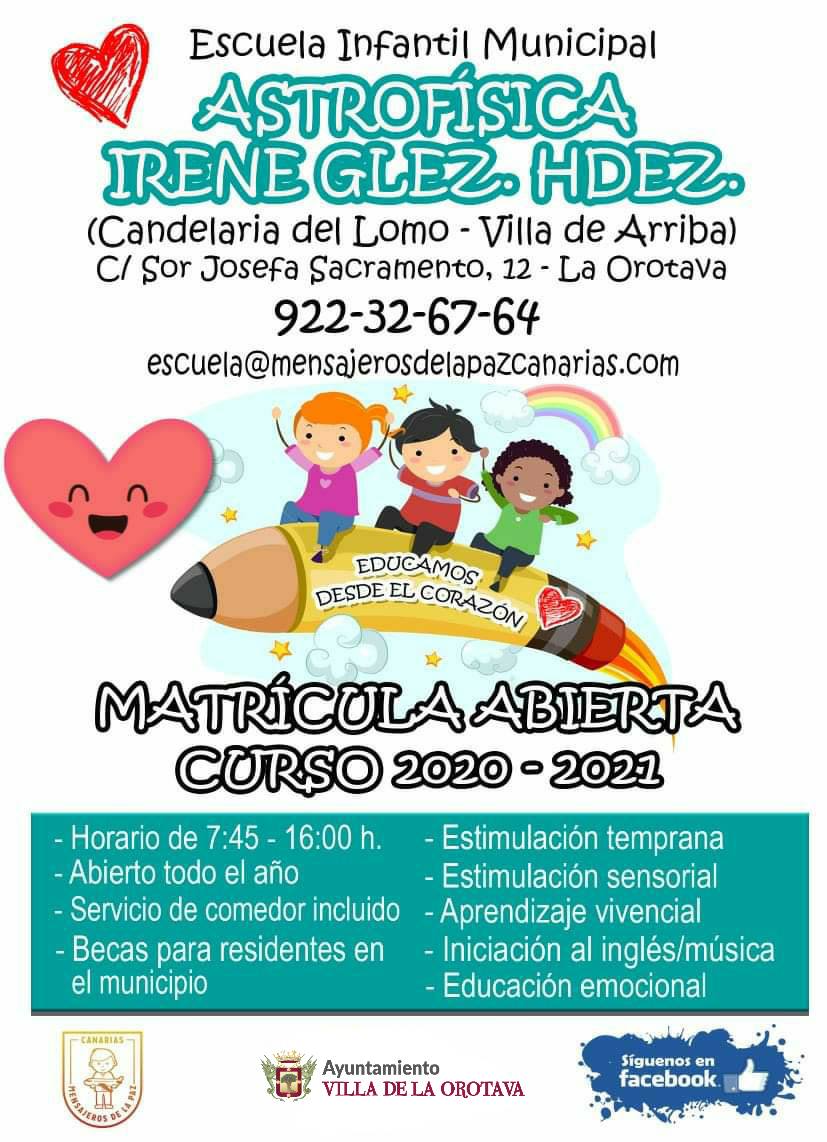 La Orotava destina 200 mil euros para las becas infantiles El consistorio villero, a través de la Concejalía de Bienestar Social, anunició también la apertura del plazo de presentación de solicitudes