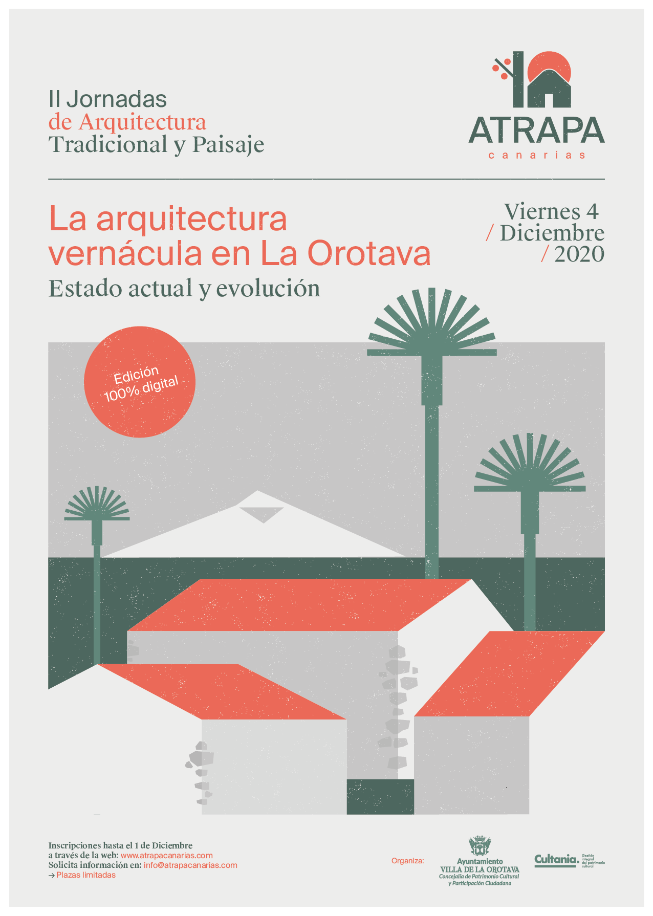 Abiertas las inscripciones para las II Jornadas de Arquitectura y Paisaje en La Orotava Esta edición se desarrollará online el próximo 4 de diciembre y abordará el estado actual y la evolución de la arquitectura vernácula de La Orotava