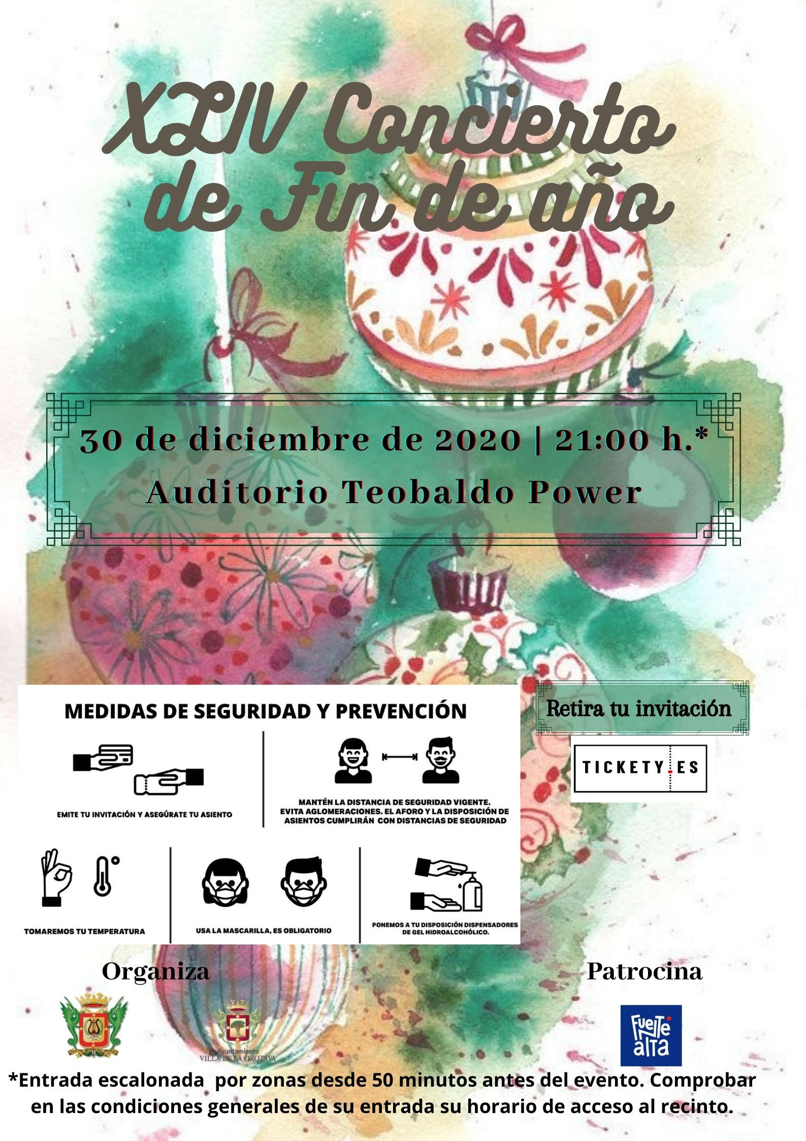 Tras la autorización del Servicio Canario de Salud, el Auditorio Teobaldo Power podrá acoger esta esperada actuación musical el próximo 30 de diciembre 