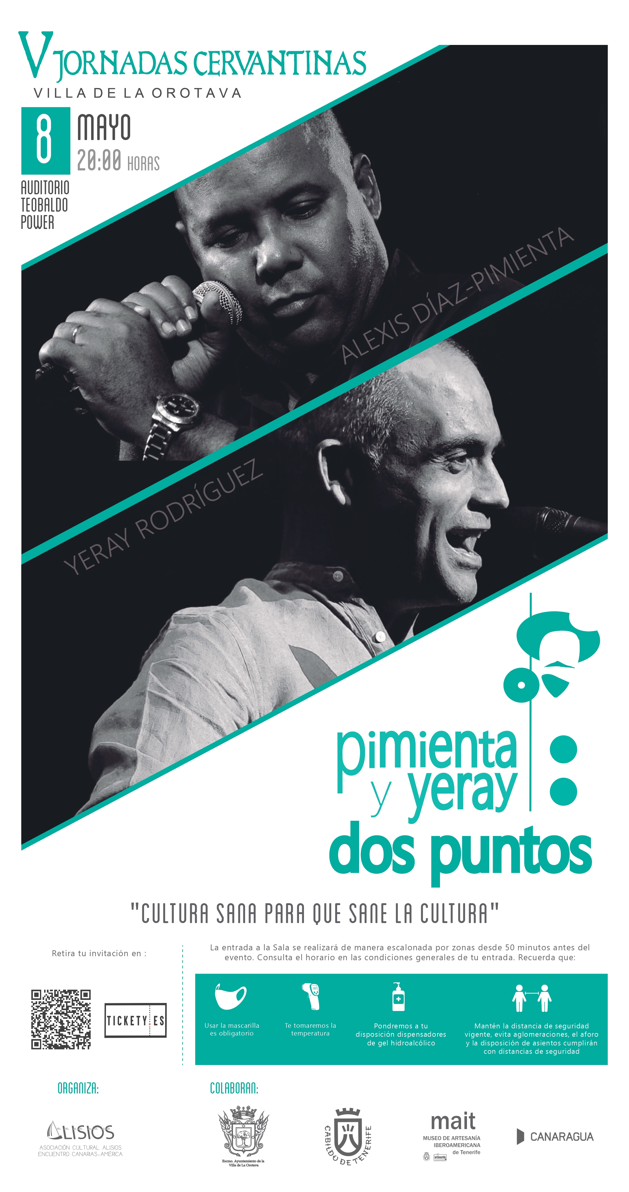Concierto de punto cubano de Alexis Díaz Pimienta y Yeray Rodríguez en el Teobaldo Power El evento que tendrá lugar el sábado, 8 de mayo, se encuentra dentro de la programación de las V Jornadas Cervantinas de La Orotava