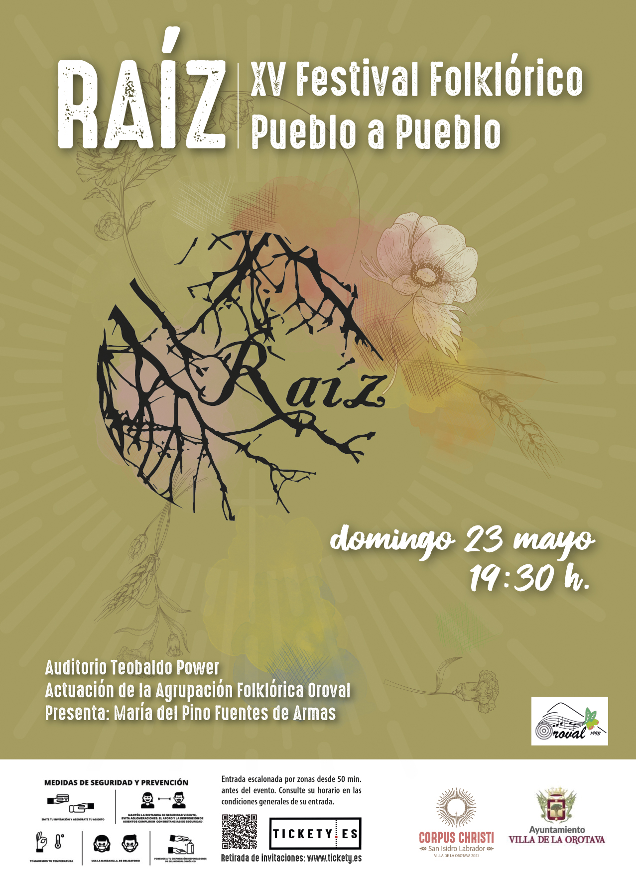 El XV Festival Folclórico ‘Pueblo a Pueblo’ se celebra bajo el título ‘Raíz’ El acto tendrá lugar el próximo 23 de mayo (19:30 horas), en el Auditorio Teobaldo Power, dentro del programa de las Fiestas Patronales de la Villa de La Orotava