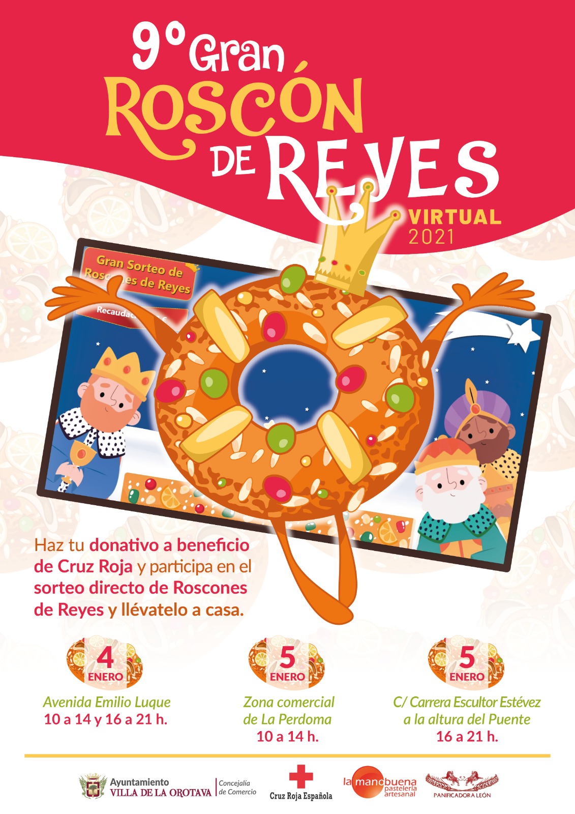 La IX edición del Gran Roscón de Reyes será virtual La iniciativa, que se llevará a cabo los próximos días 4 y 5 de enero, ha tenido que adaptar el formato debido a las medidas preventivas por la COVID-19