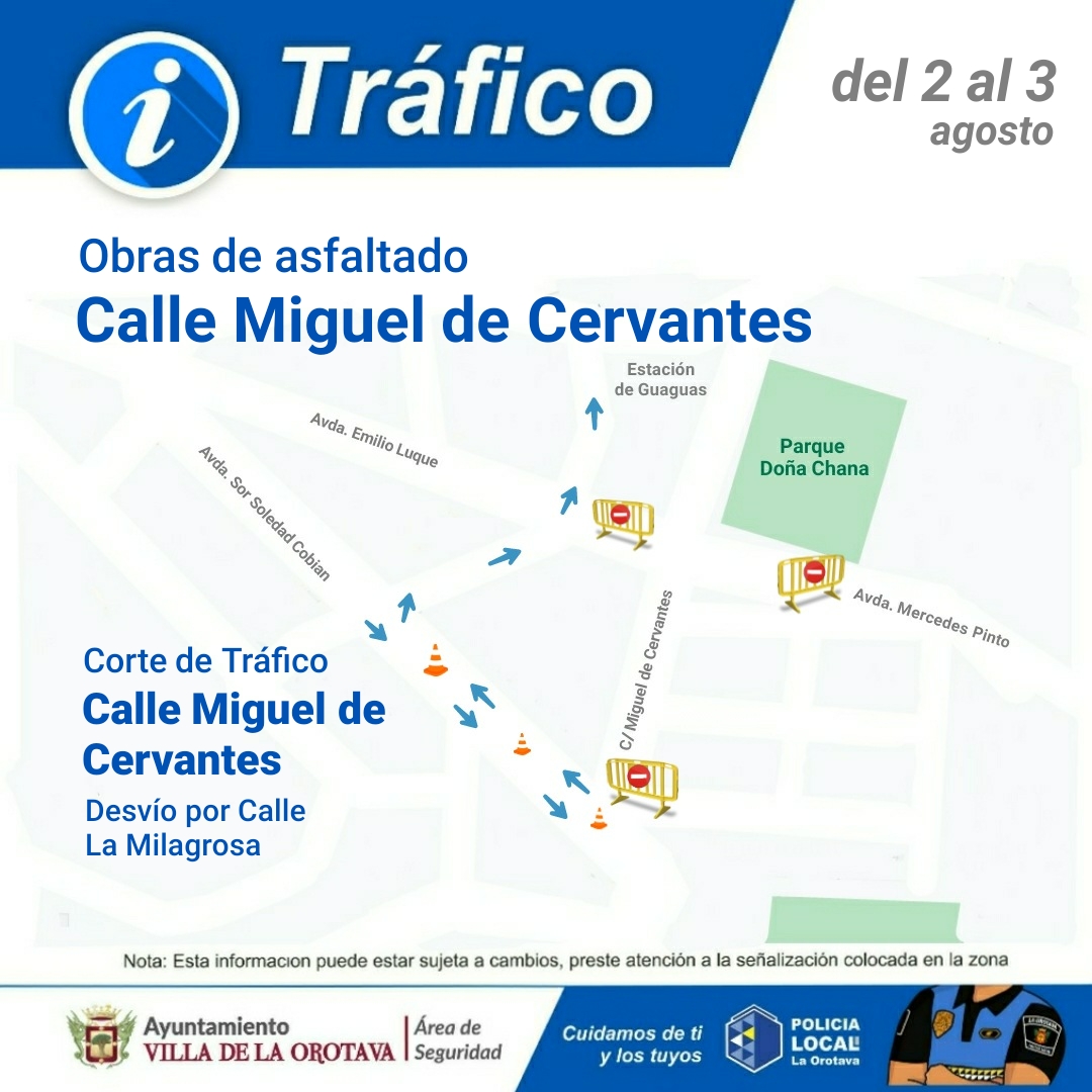 Corte de tráfico Calle Miguel de Cervantes Corte de tráfico Calle Miguel de Cervantes
