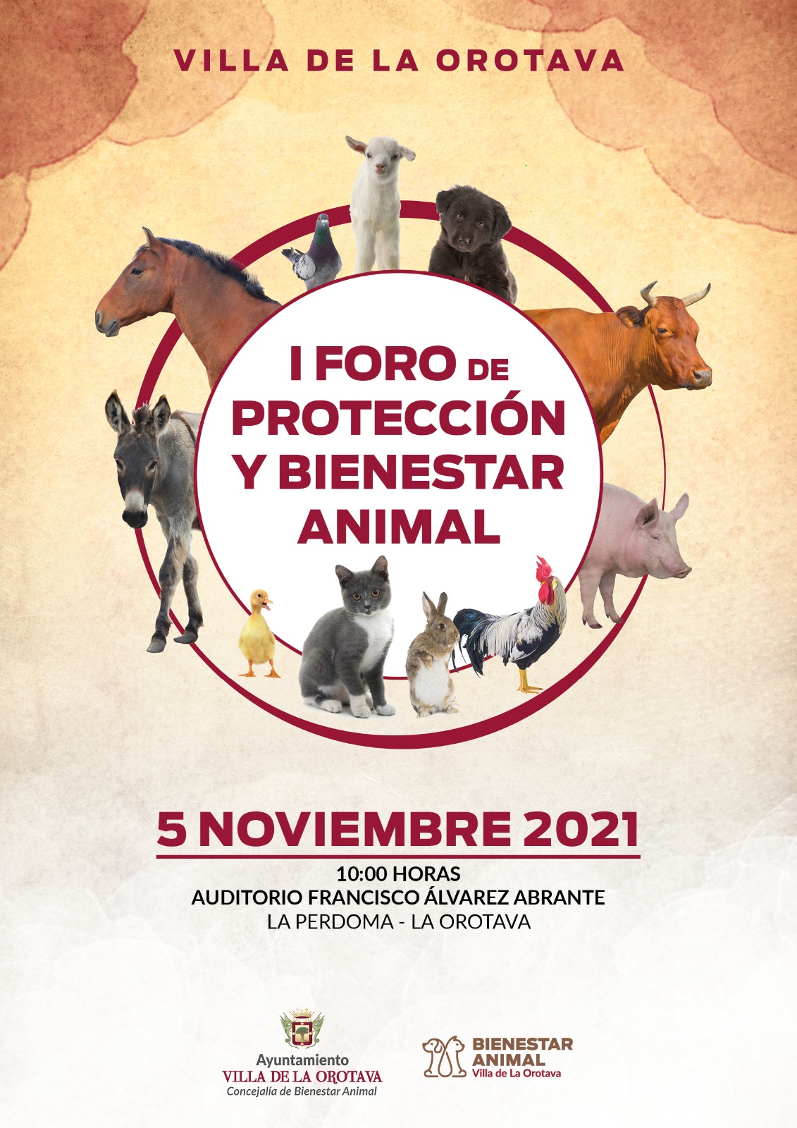 El Auditorio Francisco Álvarez Abrante albergará el I Foro de Protección y Bienestar Animal Villa de La Orotava El acto, organizado por la Concejalía de Bienestar Animal, tendrá lugar este viernes 5 de noviembre, a partir de las 10:00 horas, en La Perdoma